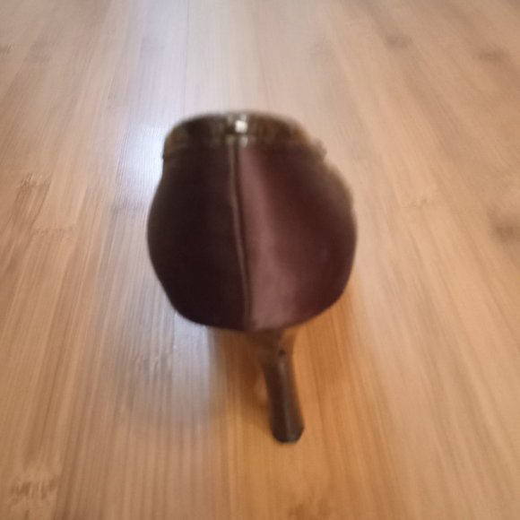 Cinderella of Boston Brown Silk peekaboo platform shoes - Picture 5 of 12